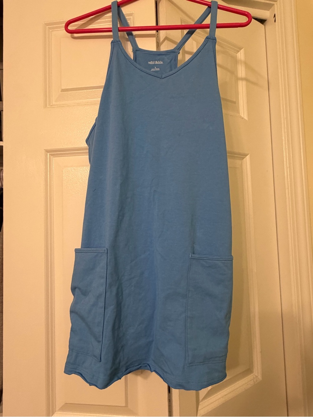 wild fable Sky Blue Mini Tank Dress with Front Pockets - Picture 3 of 4